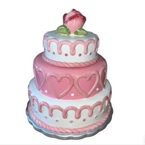 Pink Heart Cake Cookie Jar